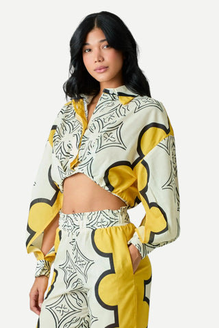 LAVI Gaby Cropped Top, Modern Yellow Geo LAVI