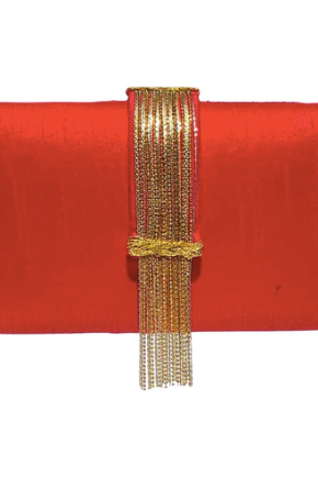 Simitri Fringe Clutch, Ruby