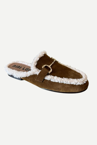 Bibi Lou Fur Lined Mule, Cuero Suede