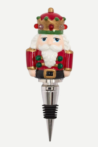 Two's Company Light-Up LED Nutcracker Bottle Stopper in Gift Box
