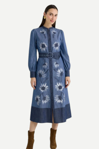 Alivia Suzie Dress, Denim Floral