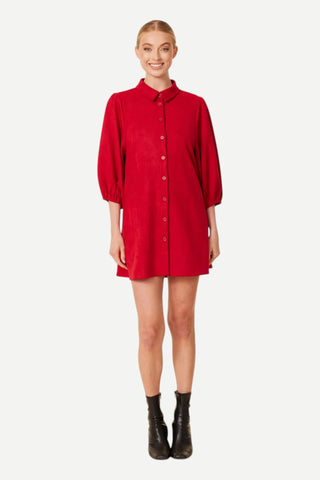 Dolce Cabo Faux suede Exaggerated Sleeve Dress, Deep Red