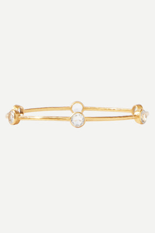 Julie Vos Milano Luxe Bangle Bracelet, Iridescent Clear Crystal Medium