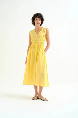 Compania Fantastica Cotton Midi Dress, Yellow Compania Fantastica