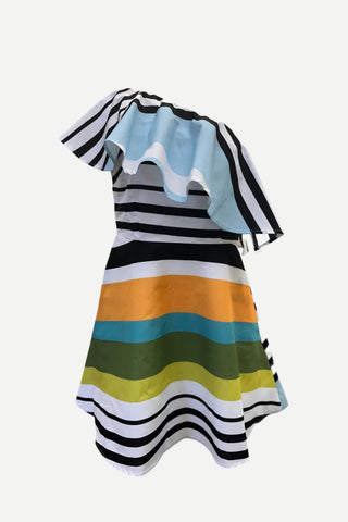 Arom One Shoulder Camilla Mini Dress, Striped Energy AROM