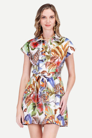 Jade Fit & Darts Dress, Leaf Mosaic