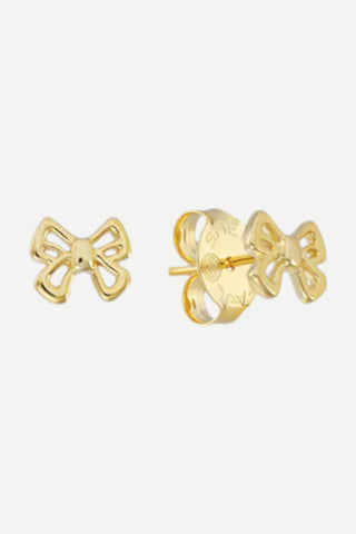 Sheila Fajl Bow Studs, Brushed 18K Gold Plated