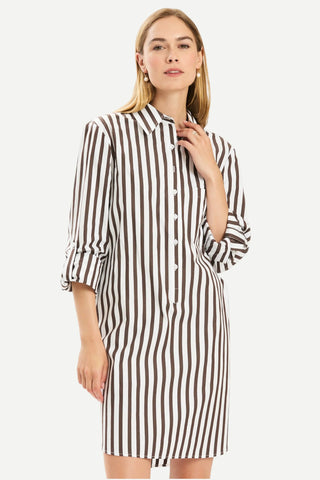 Tyler Boe Riley Awning Striped Dress, Demitasse