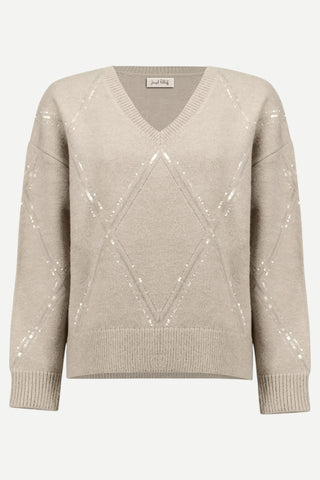 Joseph Ribkoff Sweater Knit Pullover with Sequins, Oyster