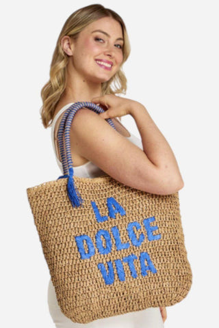 Two's Company A Good Day Raffia Tote, La Dolce Vita