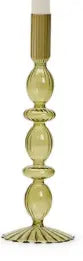 Two's Company Hand Blown Glass Candleholder, Green TWO'S COMPANY