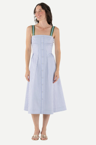Emily McCarthy Constance Midi Dress, Grapemist Stripe
