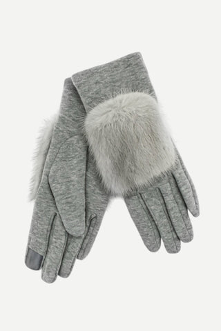 Mitchie's Matchings Glove w/ Mink Trim, Grey M/L