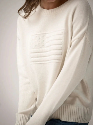 Beau And Ro Monochrome American Flag Sweater, Ivory