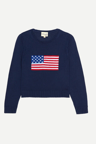 Ellsworth and Ivey American Flag Crew Sweater, Navy