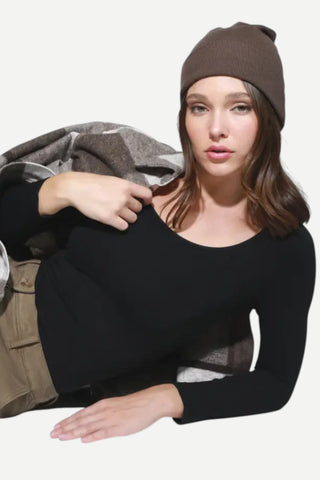 NIKIBIKI 3/4 Sleeve Scoop Neck Top, Black