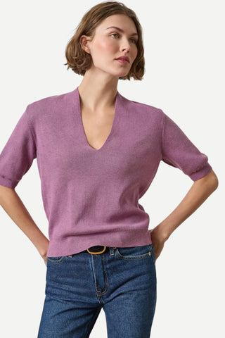 Lilla P V-Neck Elbow Sleeve Sweater, Dewberry