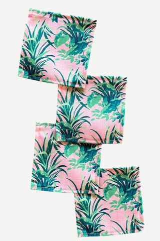 Madcap Cottage Shell Seekers Bahama Pink Cocktail Napkins, Set of 4