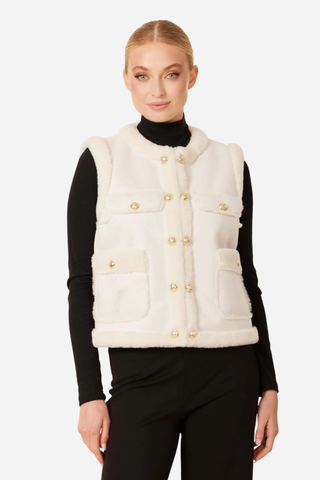 Dolce Cabo Coco Faux Shearling Vest, Creme