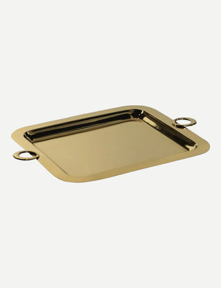 Zodax Bacardi Polished Brass Serving Tray, Gold 18"x13"