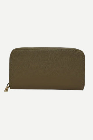 German Fuentes Italian Leather Zip Around Wallet, Beige