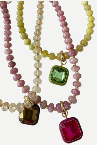 Smith & Co Harvest Pendant Beaded Necklace, Chartreuse