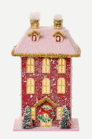 Two's Company Light Up Holiday House, Pink