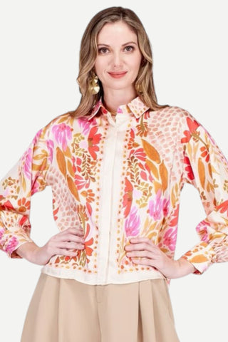 Jade Oversize Shirt, Floral Scarf