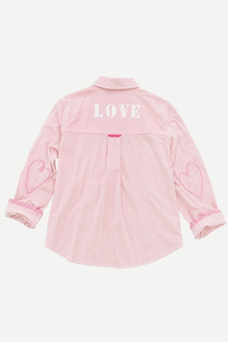 Kerri Rosenthal Tia Love Stripe Shirt, Hardly Pink