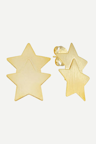 Sheila Fajl Castor Studs, Brushed 18K Gold Plated