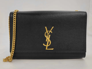 Vintage YSL Saint Monogram Shoulder Bag, Black Vintage Bags