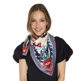 Two's Company Ciao Amore Blue Square Scarf