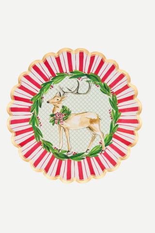Sophistiplate Scalloped Dinner Plate, 10.5", 8/Pk, Holly Berry