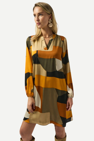 Joseph Ribkoff Recycled Satin Abstract Print Trapeze Dress
