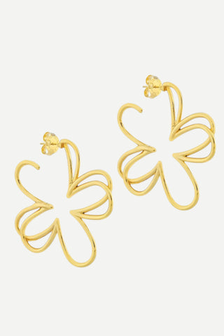 Sheila Fajl Carnation Hoops Earrings, Brushed Champagne