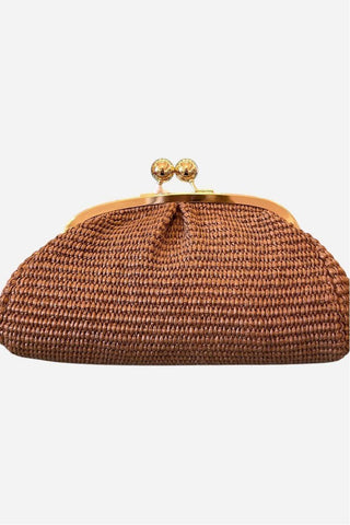 German Fuentes Raffia Bag, Brown