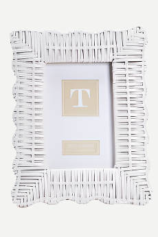 Two's Company White Wicker Weave Frame, 4x6