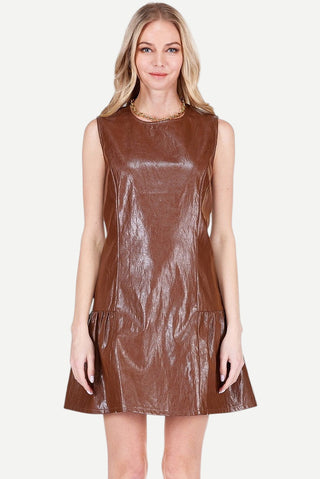 Joy Joy Flounced Hem Sleeveless Dress, Chocolate