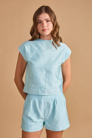 Thomas & Lourdes Sadie Seleevess Top, Aqua Thomas & Lourdes