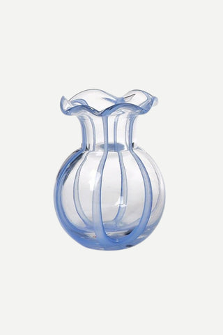 Two's Company Ruffled Ribbon Vase, Blue