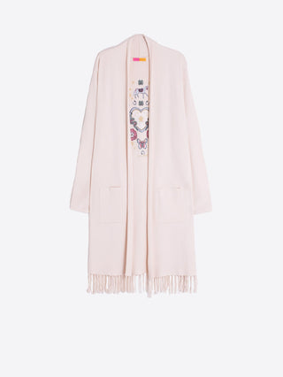 Vilagallo Cardigan with Fringe, Cream