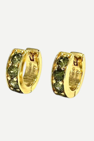 Allison Avery Wren Huggies Earrings, Small, Peridot/Gold Allison Avery