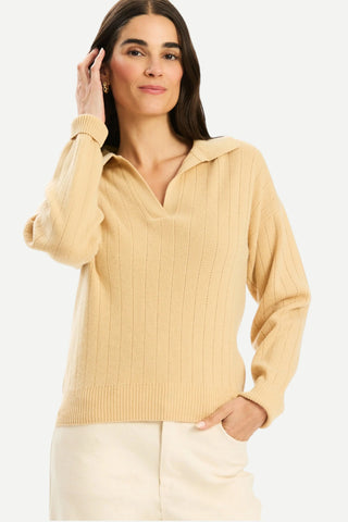 Tyler Boe Emerson Cashmere Polo Sweater, Pebble