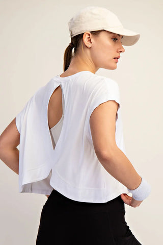 Rae Mode Viscose Modal Open Back Top, White Brooks Ave