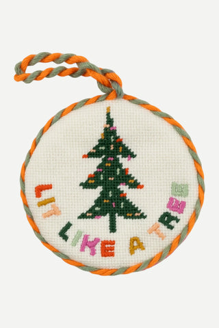 Furbish Needlepoint Ornament, Lit Like a Tree