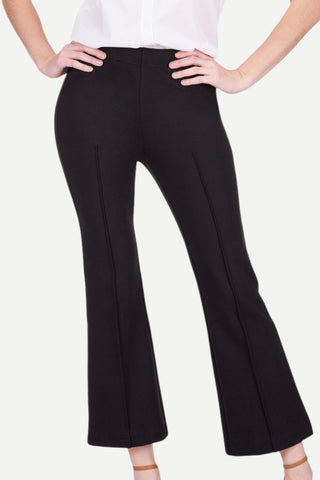Jade Front Seaming Ponte Bell Leg Ankle Pant, Black