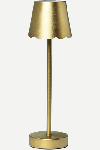 Two's Company LED Cordless Table Lamp with Scalloped Edge Shade