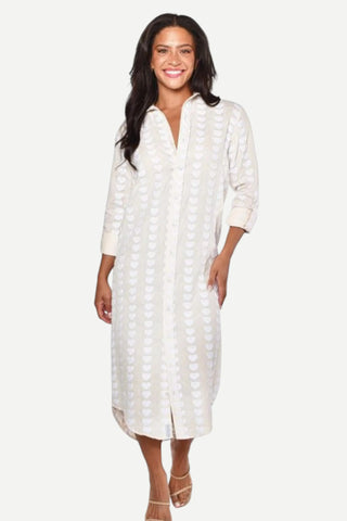 Emily Phillips Dress, White w/ Cream Heart Emily Phillips