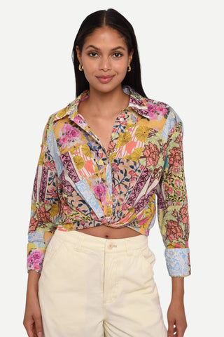 Love the Label Amber Top, Petunia Patchwork Print LOVE THE LABEL