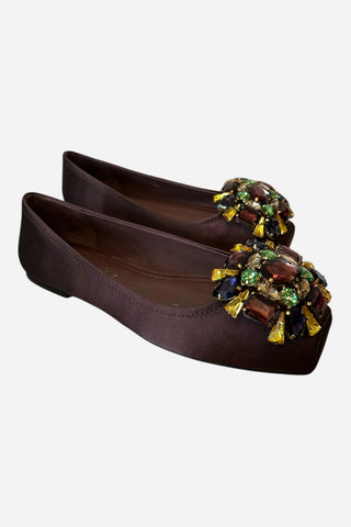 Jeffrey Campbell Ornate Flat, Brown Satin Multi